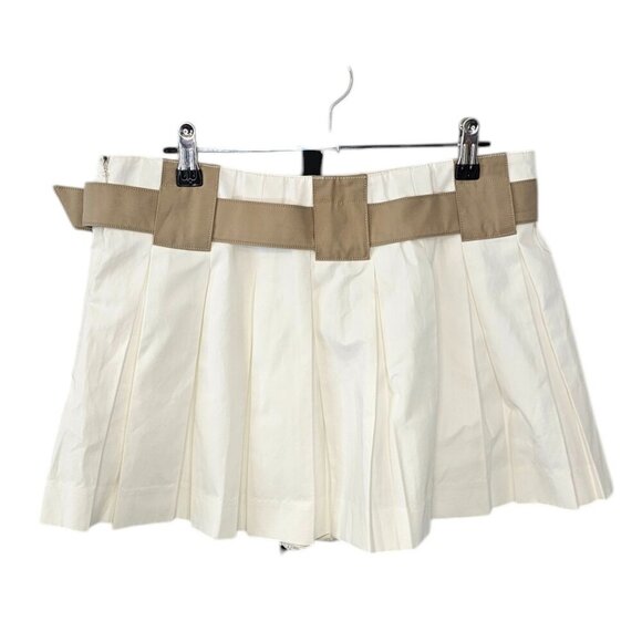 Anthropologie Maeve Womens Pleated Skort Size 14 White Belted Academia School - Picture 3 of 8